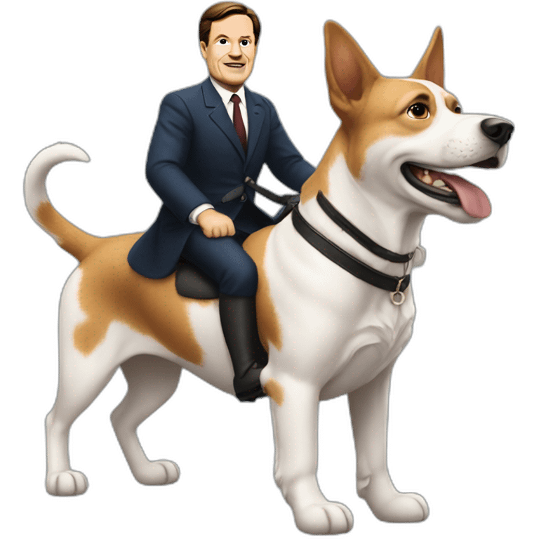 Adolf riding a dog that has the face of mark rutte emoji