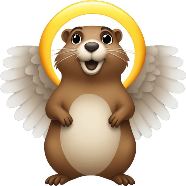 Groundhog with wings and a halo emoji