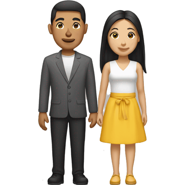 white asian couple; woman is asian and man is white emoji