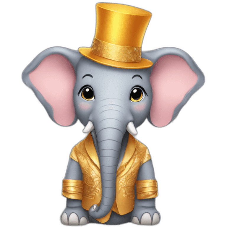 an elephant in a New Year's outfit emoji