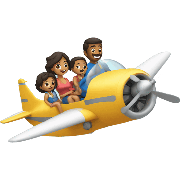 Family of 3 in a plane  emoji