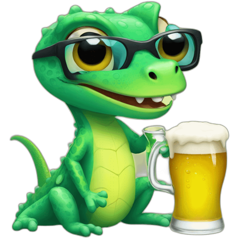 cool gecko drinking beer emoji