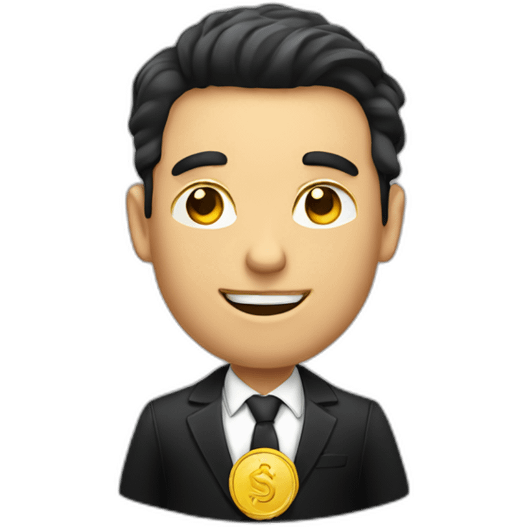 Posh-man-with-black-suit-holding-golden-coins emoji