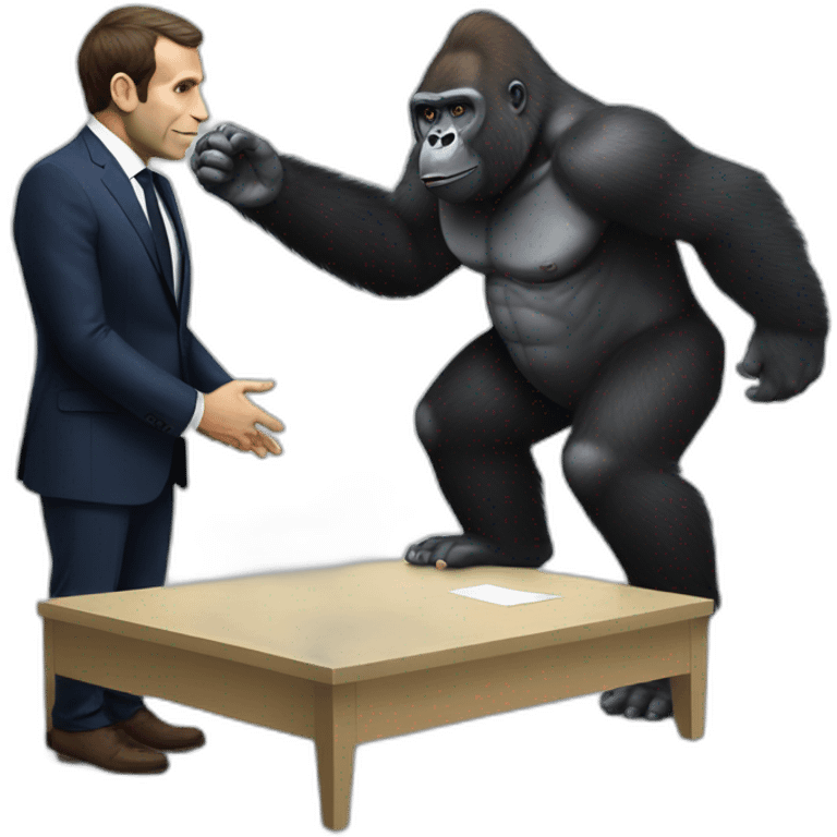 Gorilla meeting Emanuel Macron emoji