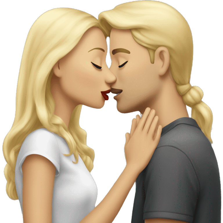 Blonde girl kissing blonde guy emoji