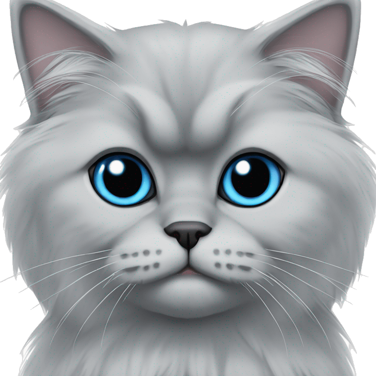 Blue eyed grey Persian cat with black ears emoji