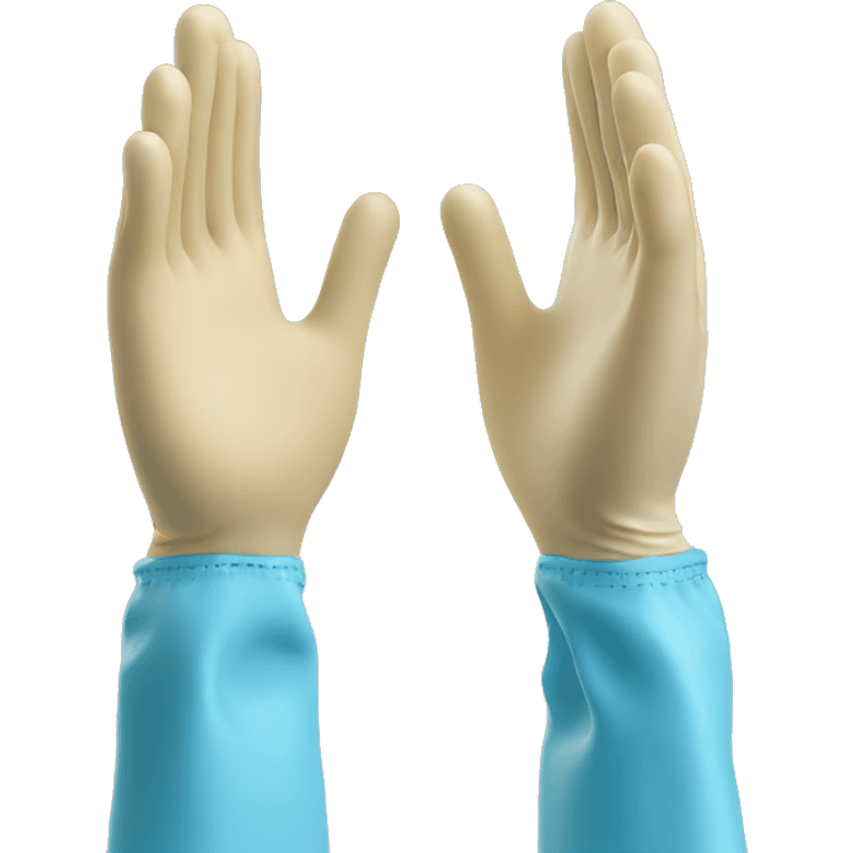 Realistic blue latex medical gloved hands isolated. emoji