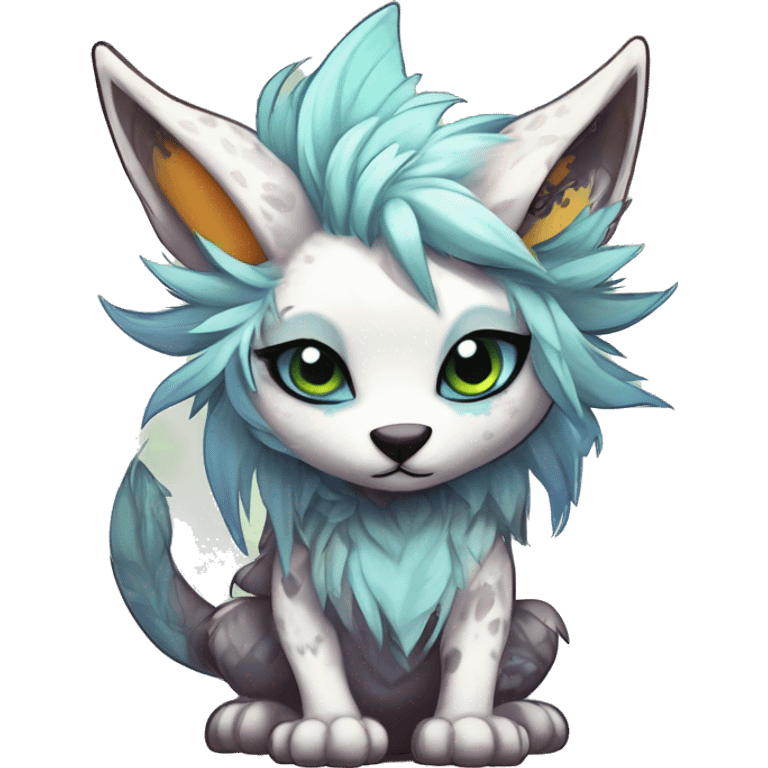 Cool cute Kawaii edgy fantasy shiny animal  fursona Fionbri vernid by griffsnuff & LiLaiRa & Falvie full body emoji