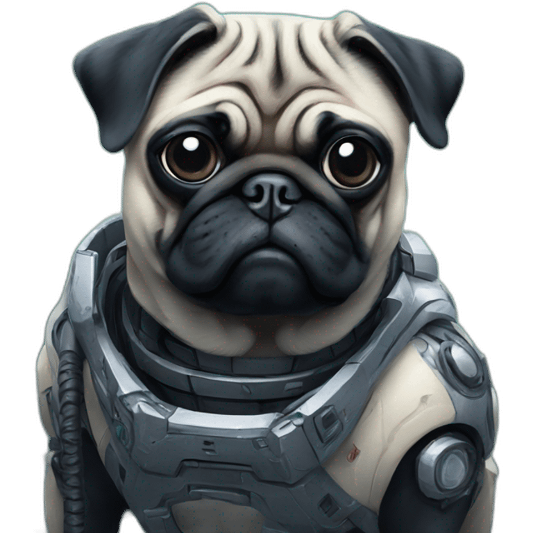 A pug in cyberpunk space emoji