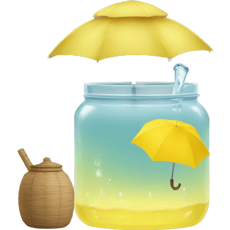 jar of yellow water with umbrella emoji