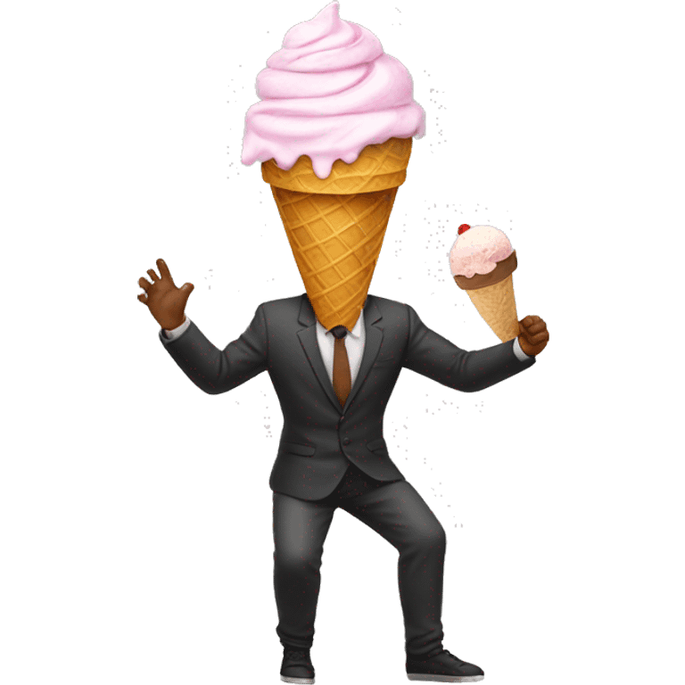 man doing handstand while eating ice cream emoji