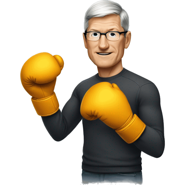 Tim cook with box gloves emoji