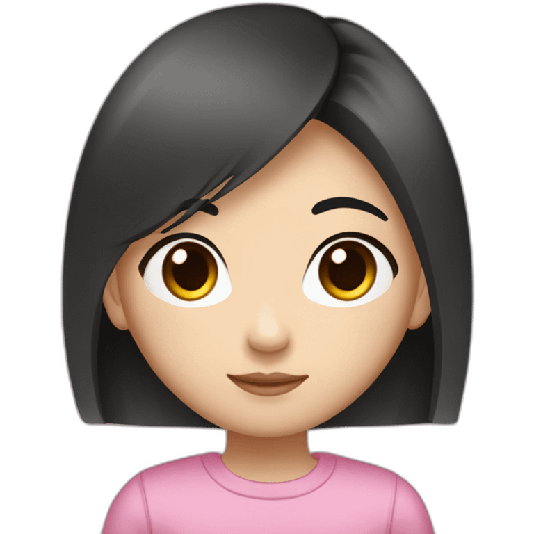 19 year old chinese american girl who likes pink with long straight dark brown hair and a round face emoji