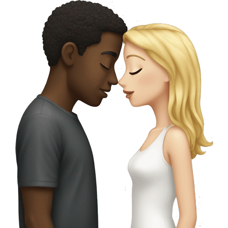 Black guy white girl kissing emoji