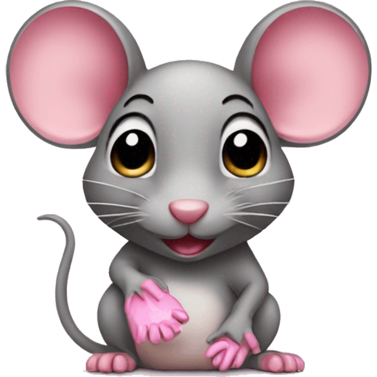 mouse with pink nails  emoji