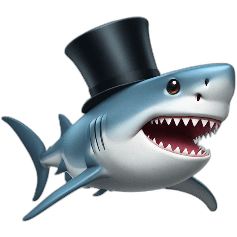 Shark with a top hat emoji