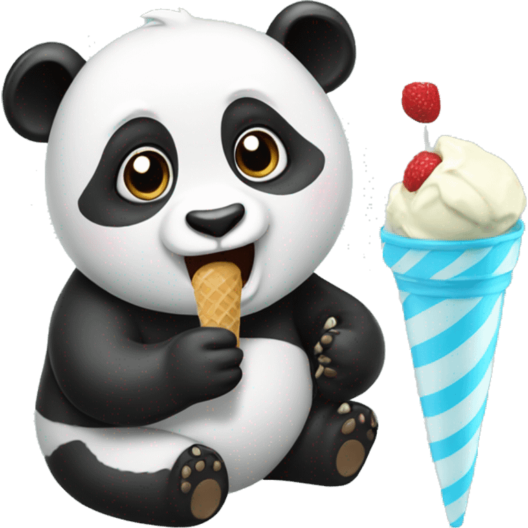 Panda eating ice cream emoji