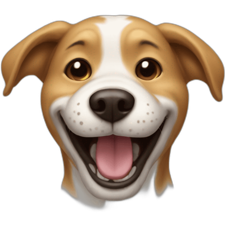 A photo of a laughing dog emoji