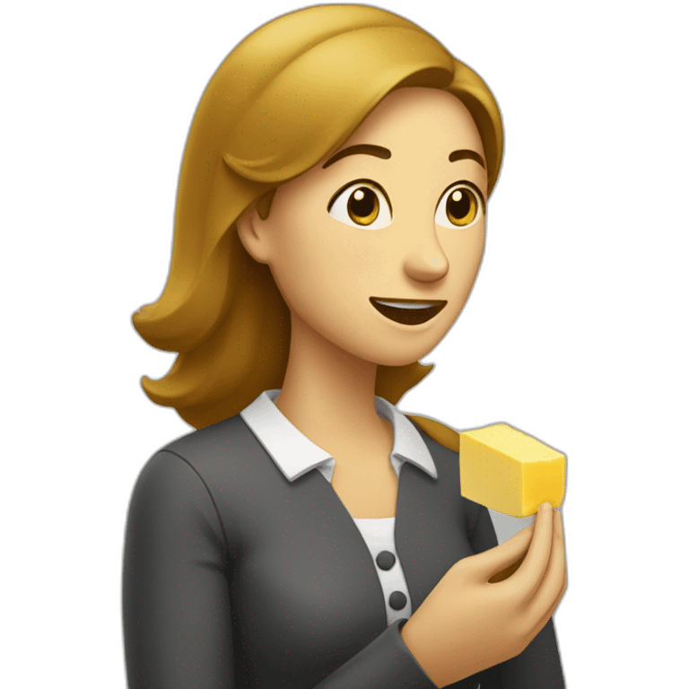 Woman eating a whole stick of butter emoji