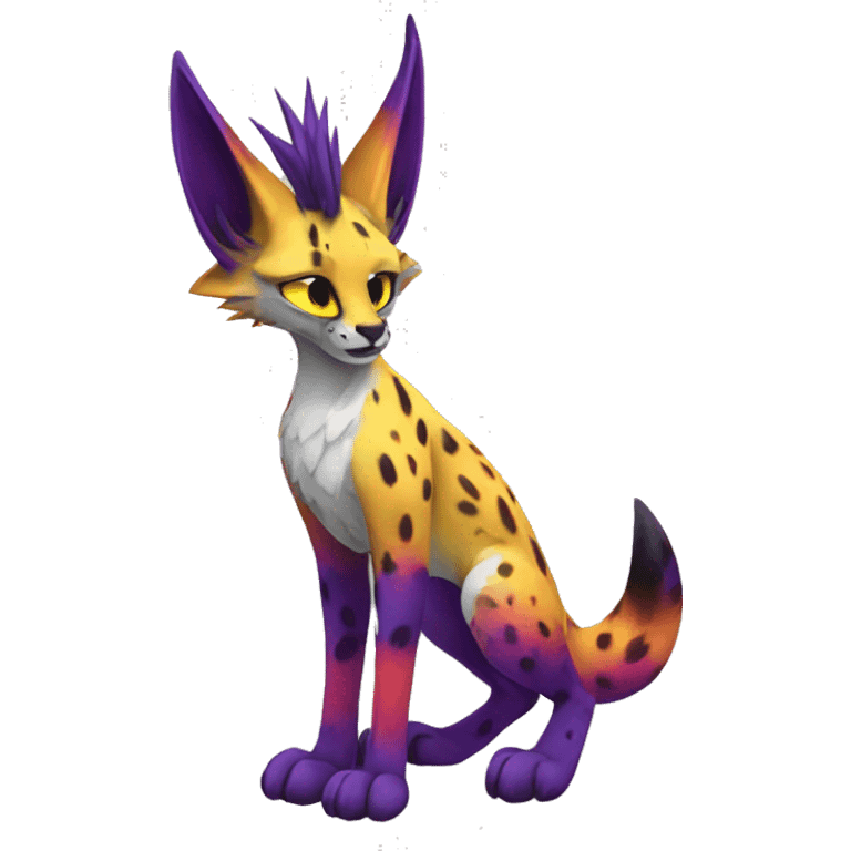 Epic Edgy Colorful Sergal-Serval-Vernid full body emoji