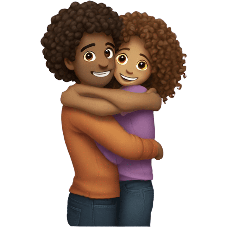 Hug two bestfriends one with long curly hair emoji