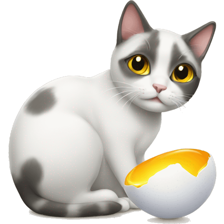 cat with egg emoji