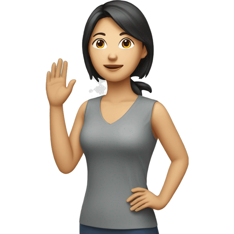 Asian woman (full body) (raising hand in air) emoji