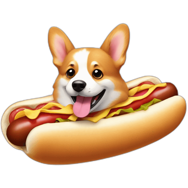 corgi inside hot dog emoji