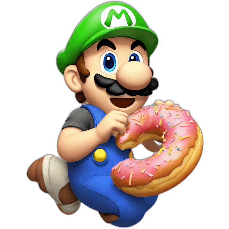 Mario eating a donut emoji