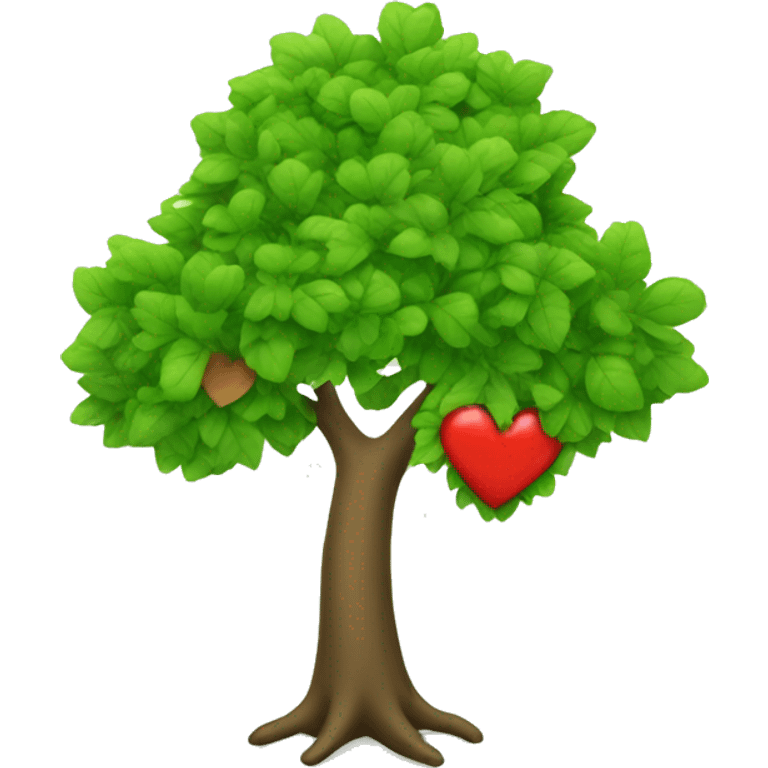 green tree with heart shaped leaves emoji