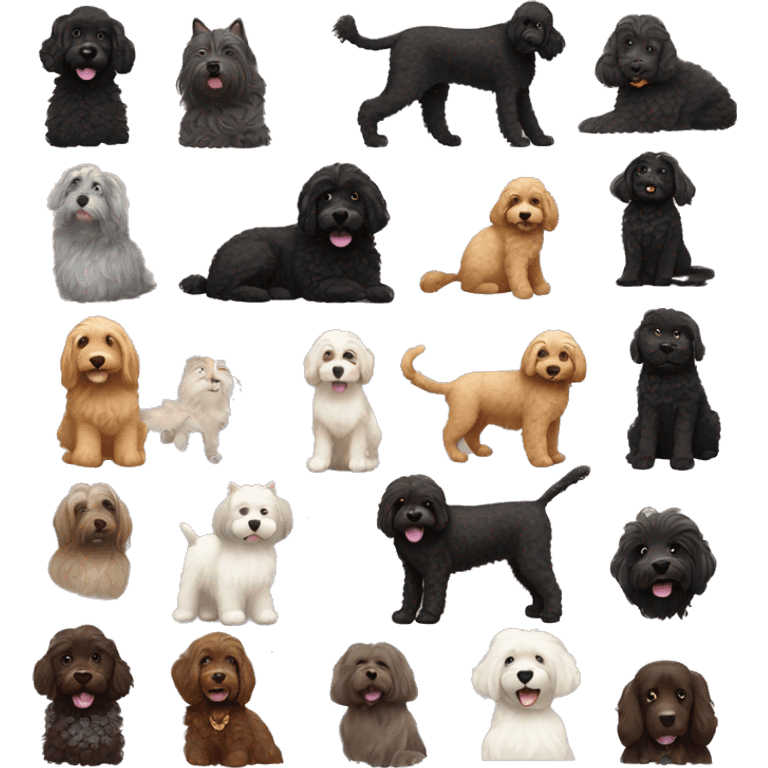 black labradoodle with norwegian forest cat emoji