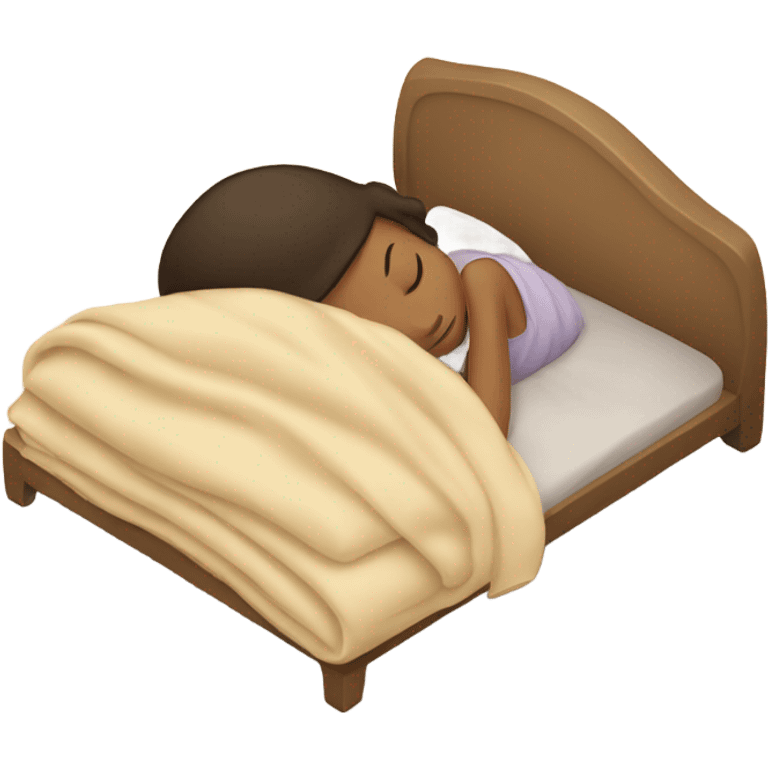 A girl sleeps under a beige blanket emoji