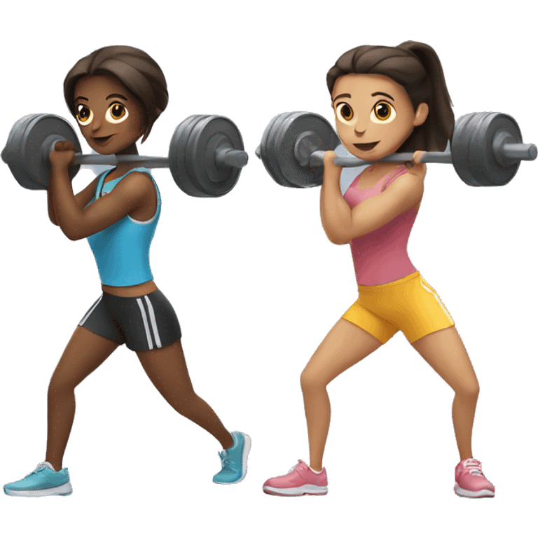 two girls holding barbells  emoji