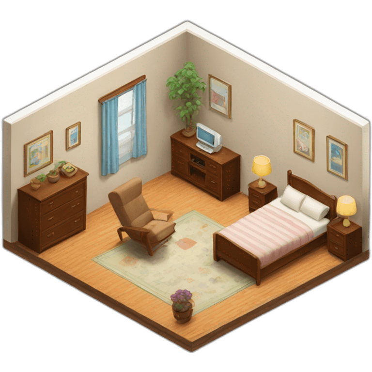 apartment interior isometric emoji