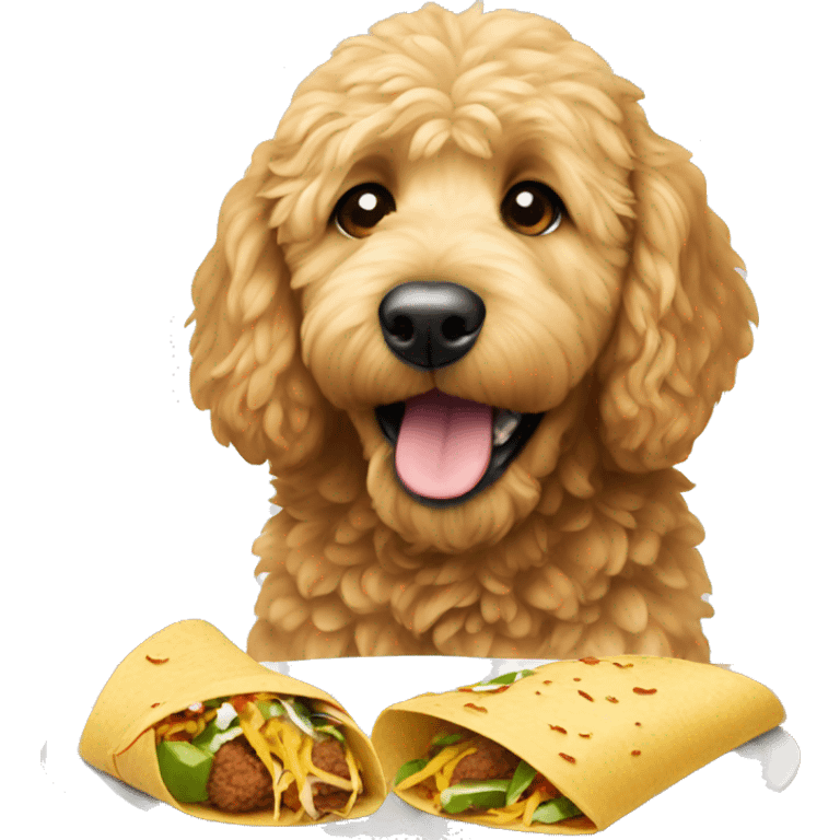 golden doodle eating tacos emoji