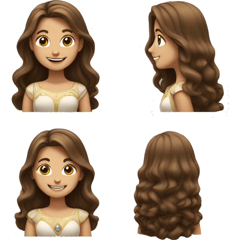 Smiling long brown hair girl princess emoji