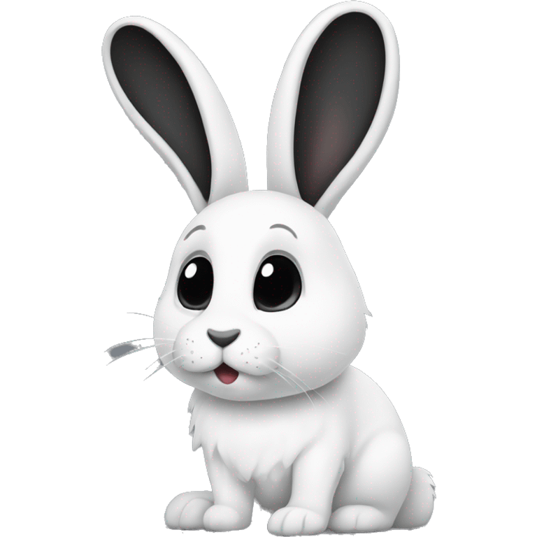 White rabbit with big black ears and black dots on the body emoji