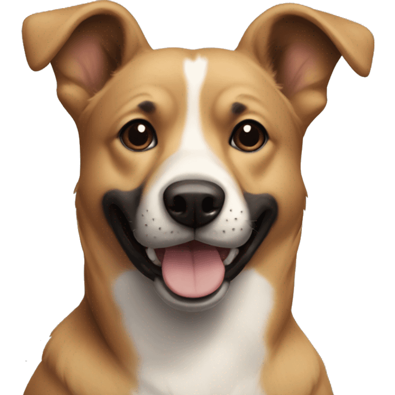 smiling dog with black ears and blacj and brown muzzle emoji