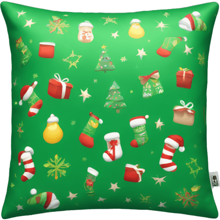 Green pillow with christmas pattern emoji