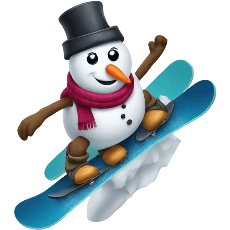 Snowboarding snowman emoji