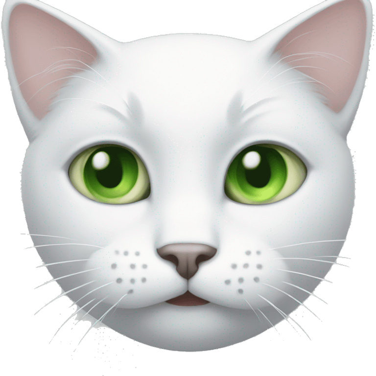 White cat with green eyes emoji