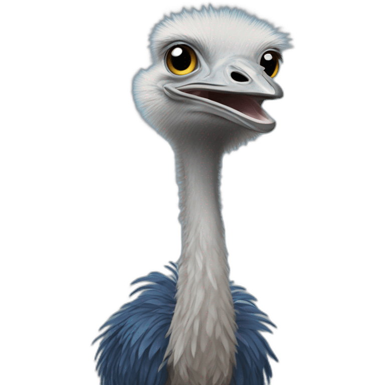 ostrich, blue ei emoji