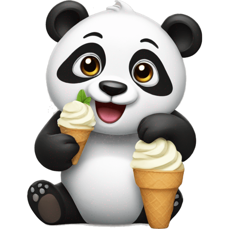 Panda eating ice cream emoji