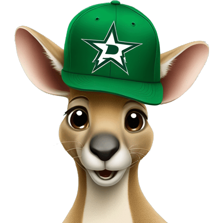 Kangaroo wearing a dallas stars hat emoji