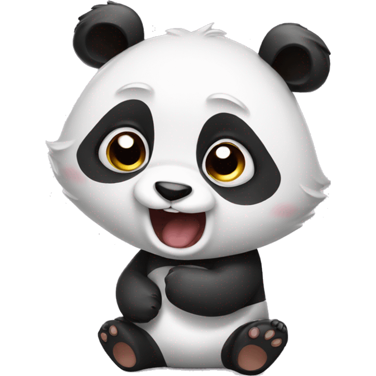 Cute panda yelling no emoji