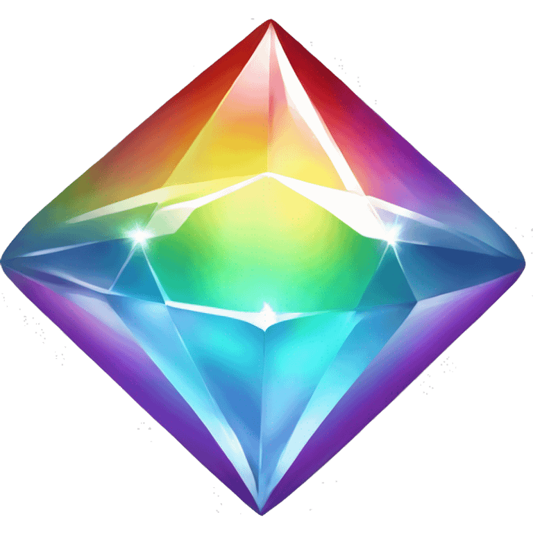 a rainbow diamond that is glowing white emoji