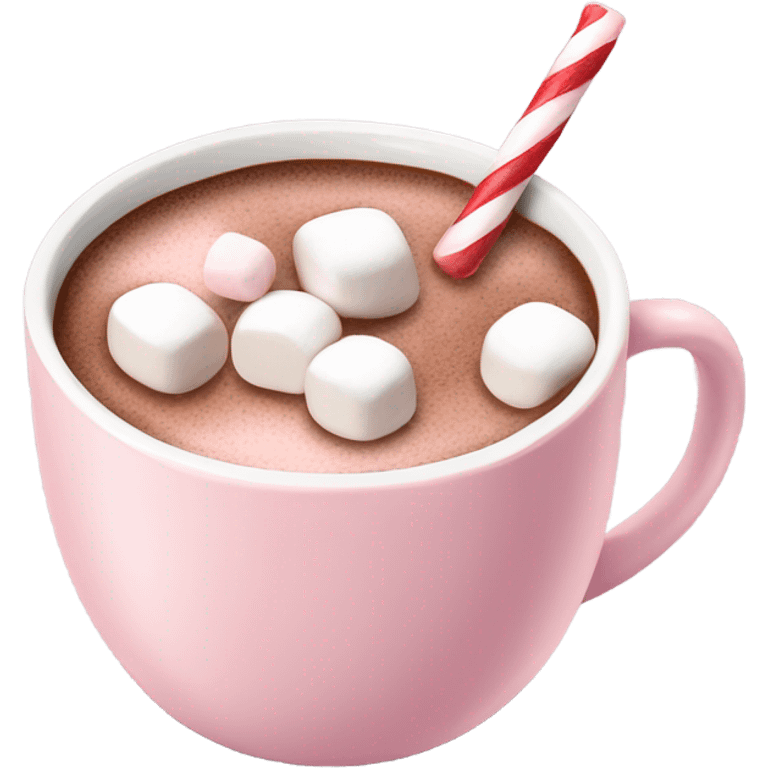 Light Pink mug of hot chocolate with marshmallows  emoji