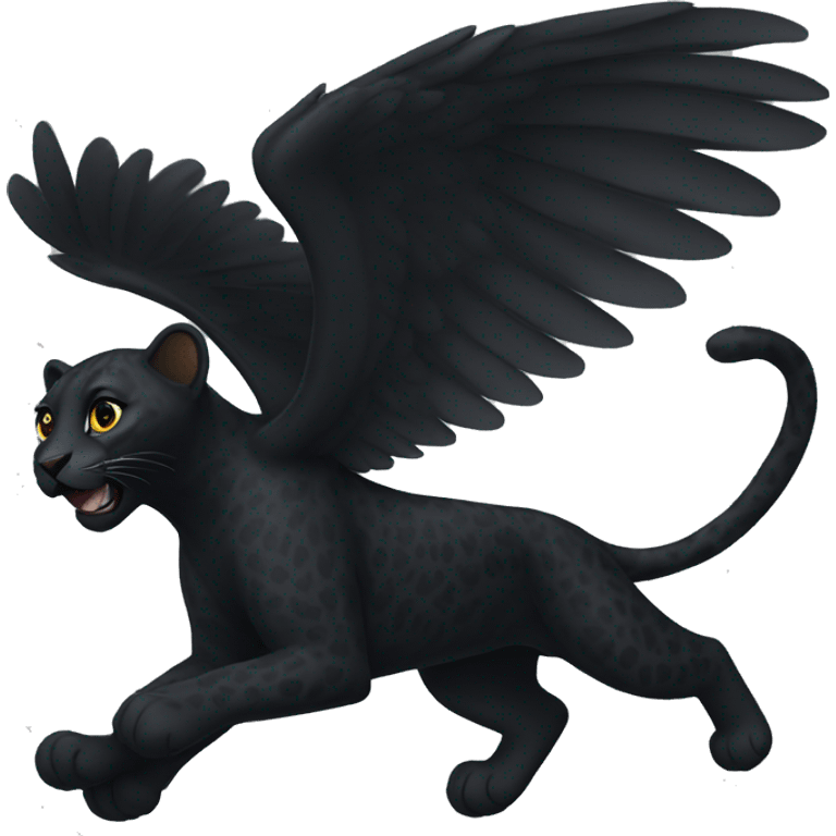 winged black leopard flying emoji