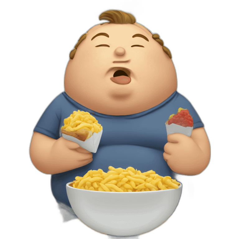 obese man eating food emoji