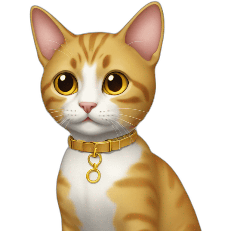 Cat black with a collar golden emoji